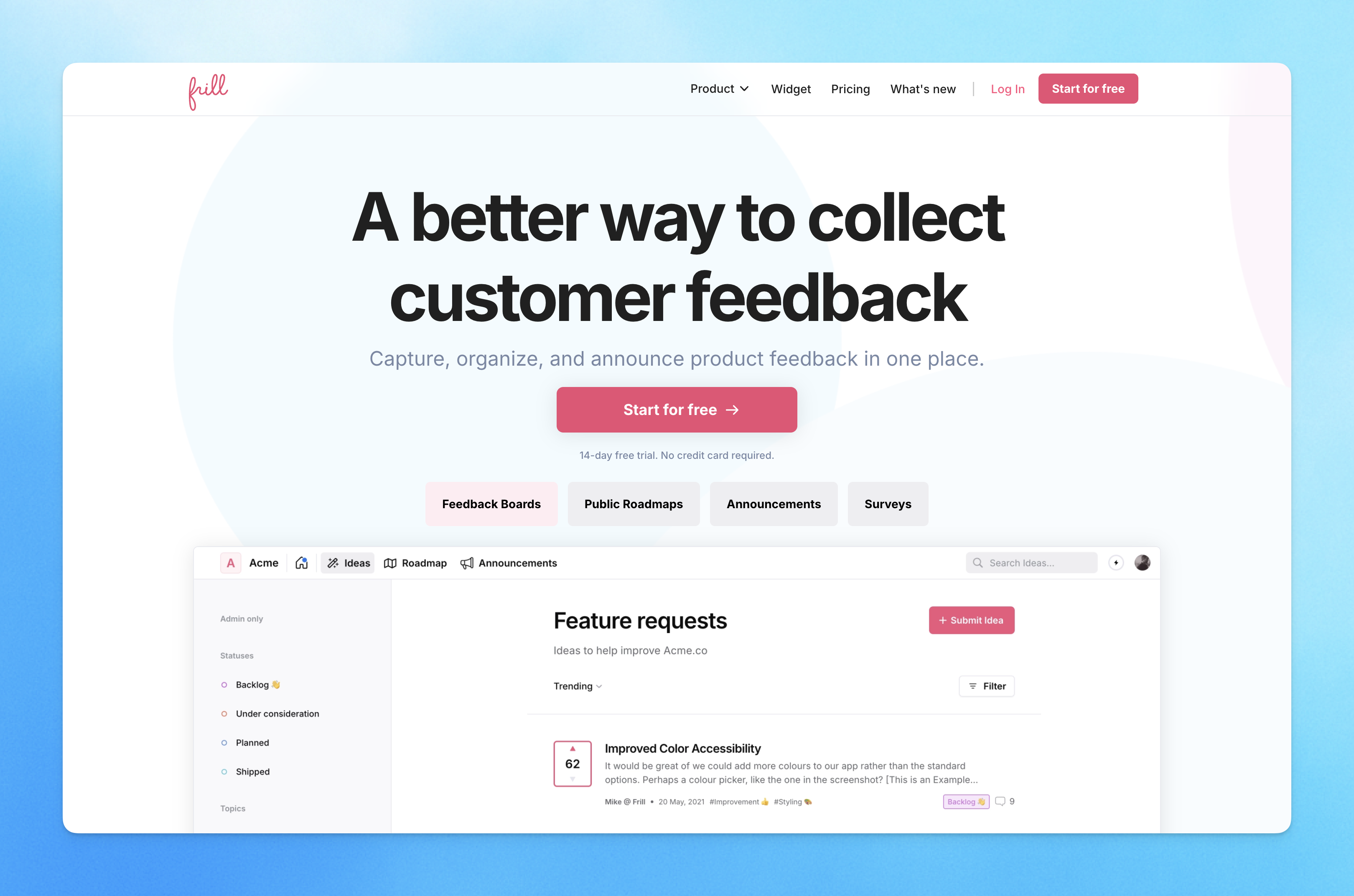Frill - Lightweight feedback board