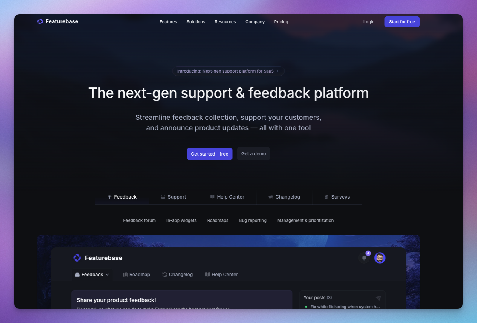 Featurebase : For free feedback collection and management 