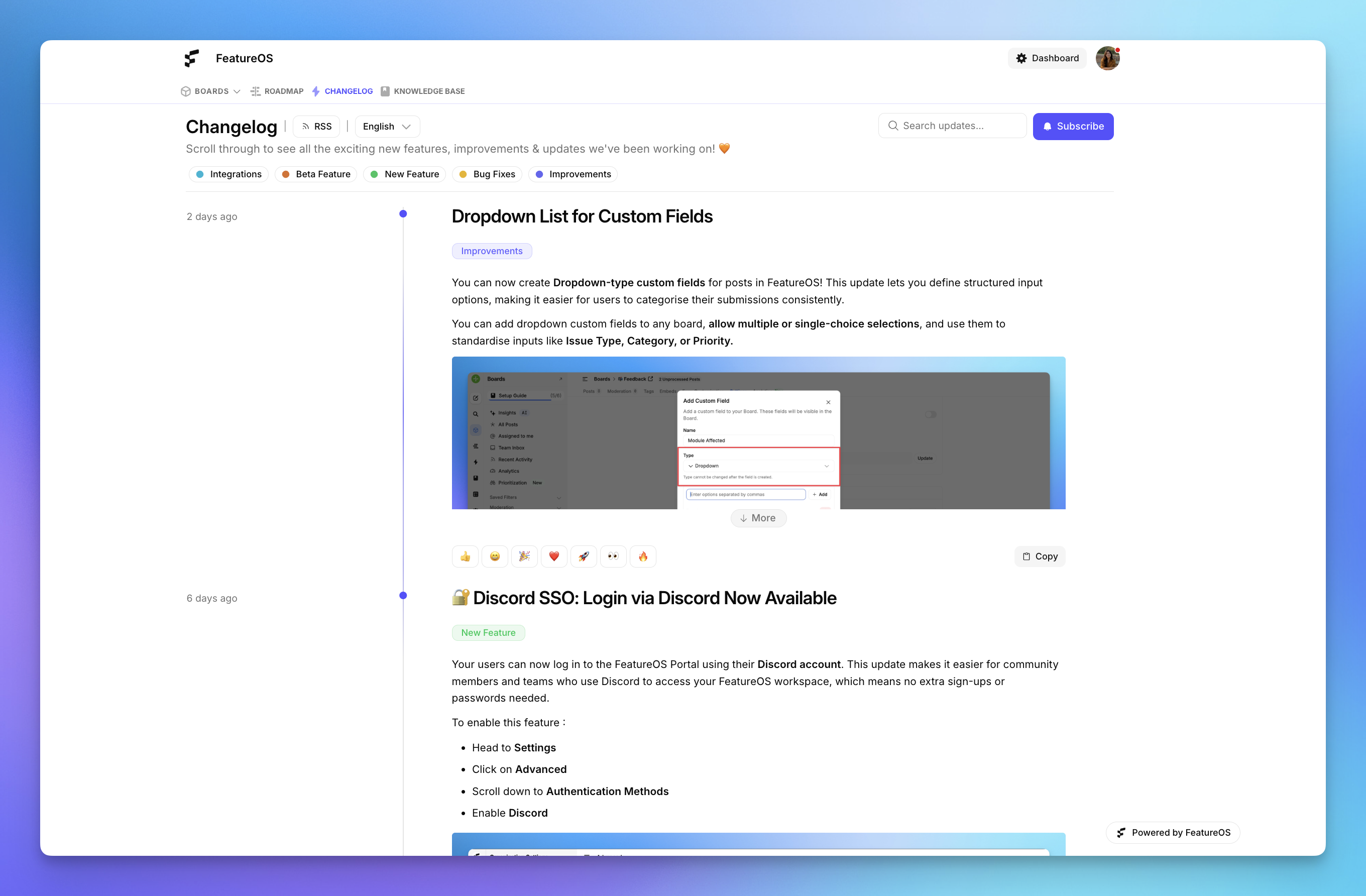 Best software for Changelog or release note - FeatureOS