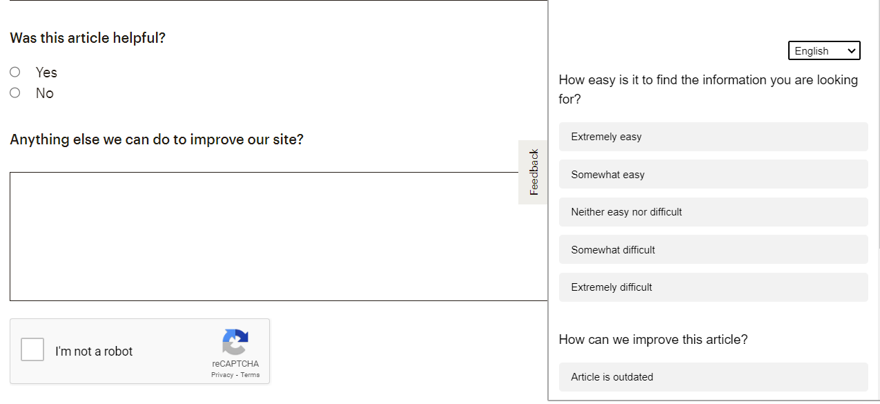 Mailchimp help article with 'Was this helpful?' feedback form.