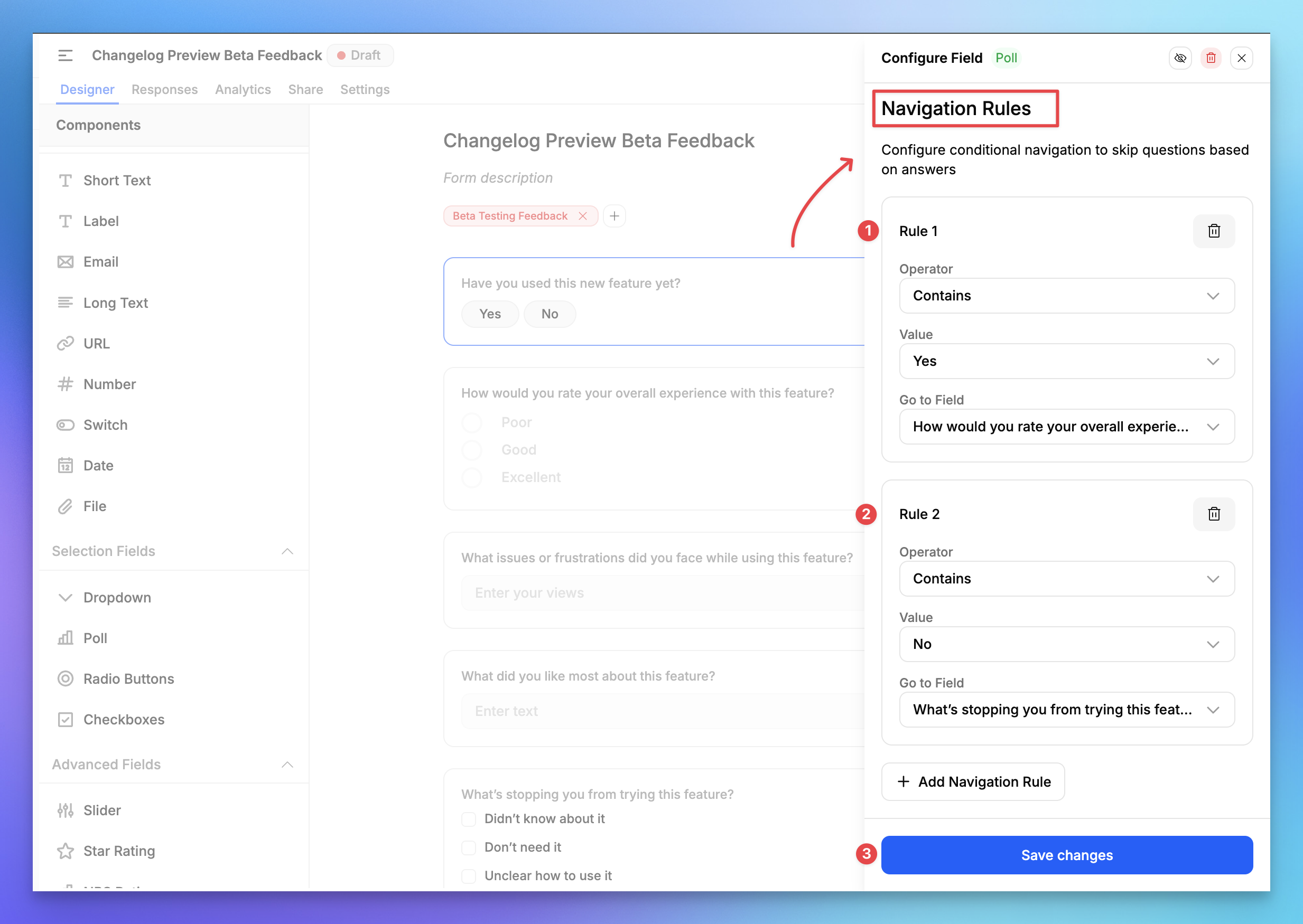 Wizard navigation rule in FeatureOS