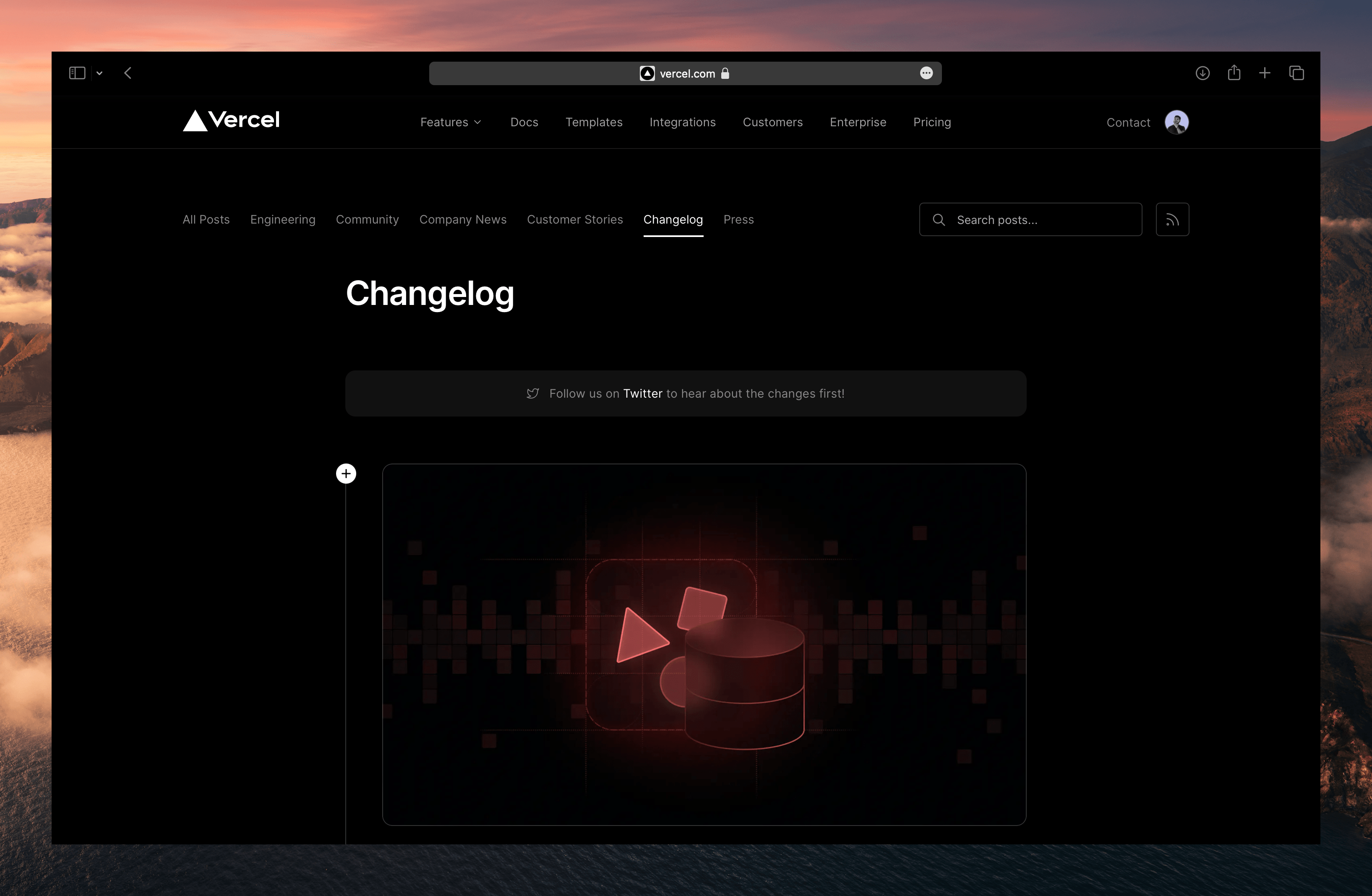 Vercel release notes displaying developer-focused updates with changelog entries organized by product area, showcasing a clear and structured release communication format.
