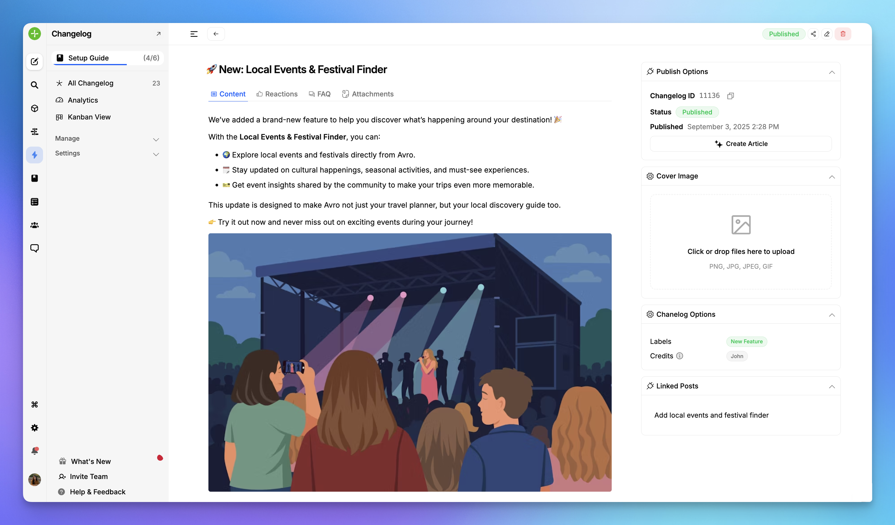 Changelog Publishing using FeatureOS