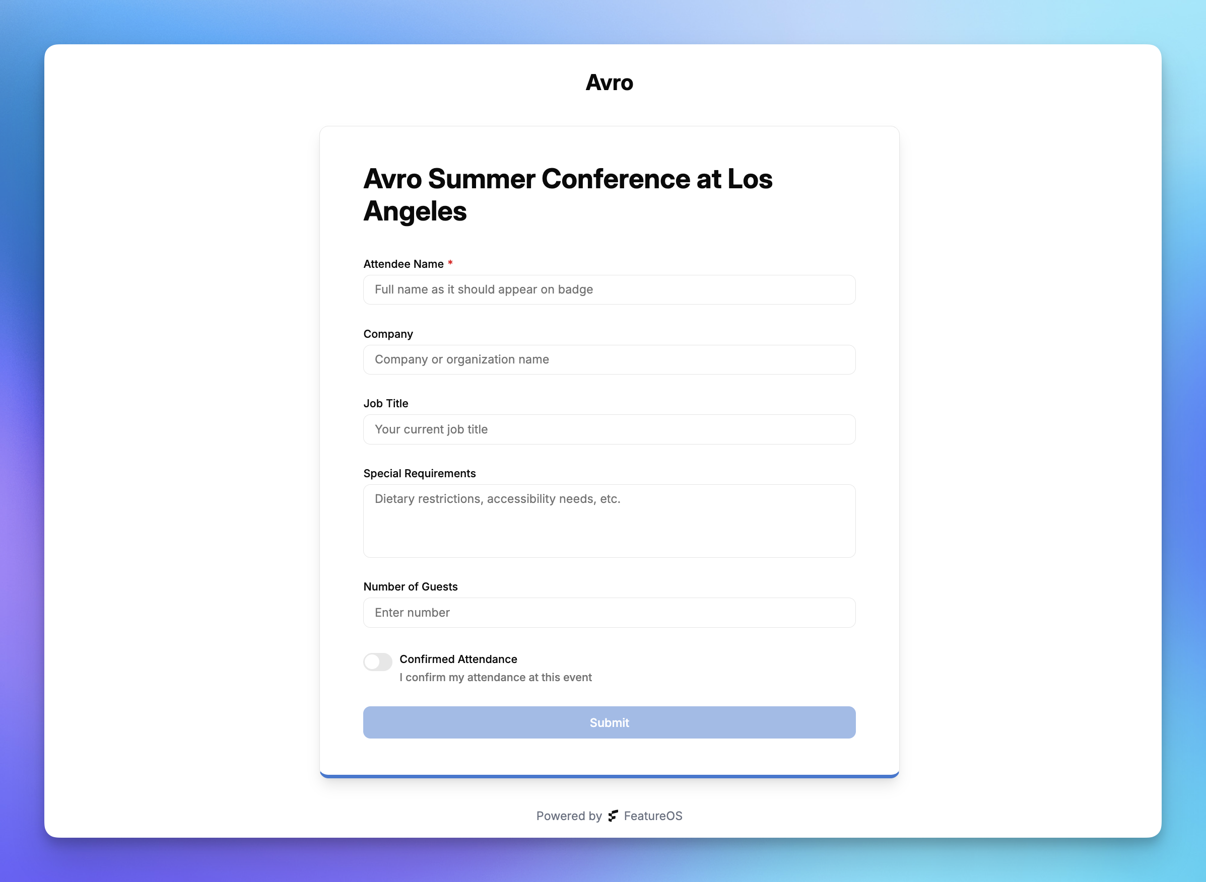 Event and Conference Management Forms using FeatureOS Forms