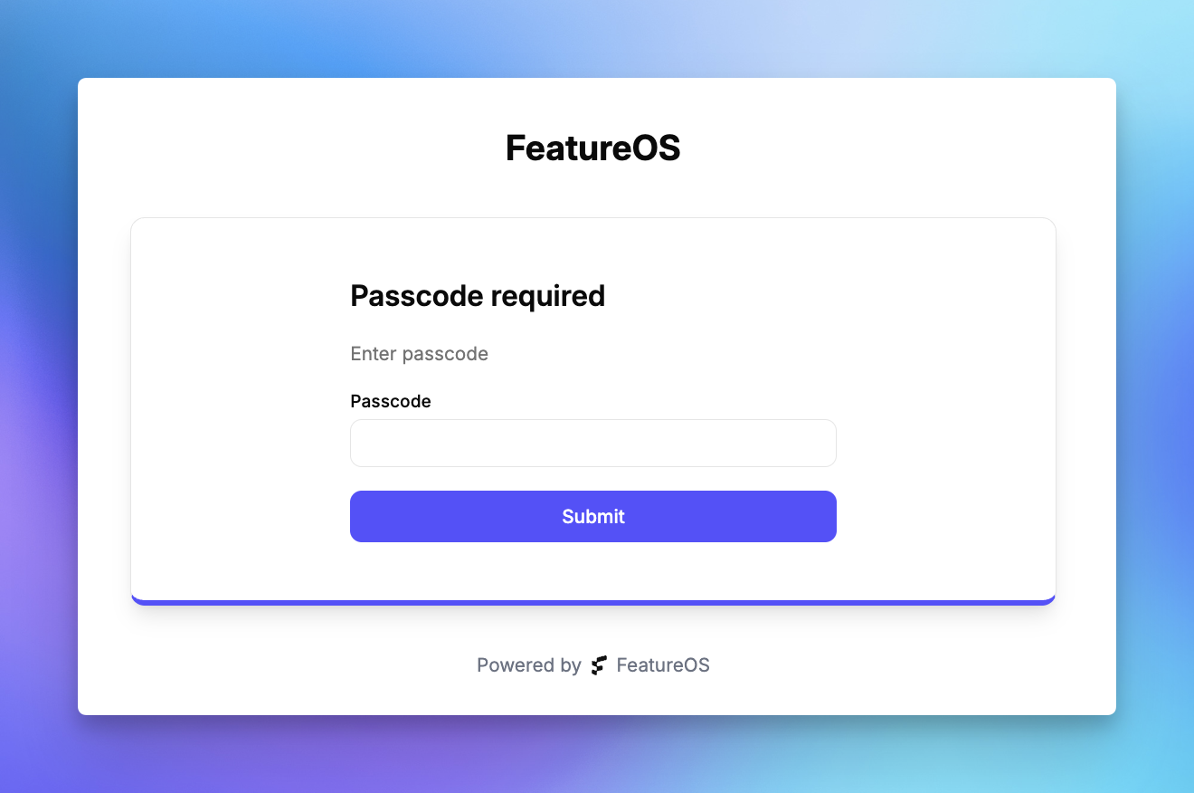 Internal team member Firm with passcode using FeatureOS Forms
