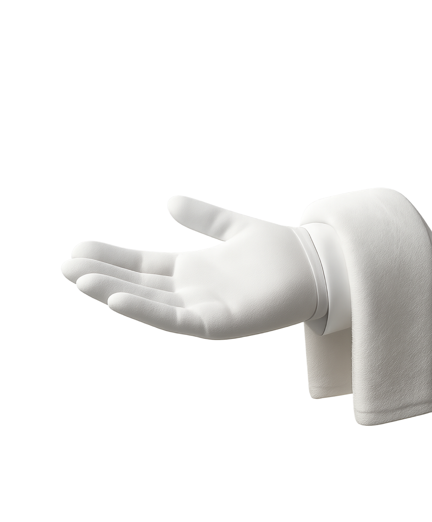 A white-gloved hand in a presenting gesture