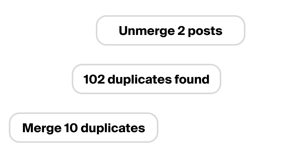 Duplicate feedback detection showing grouped similar items.