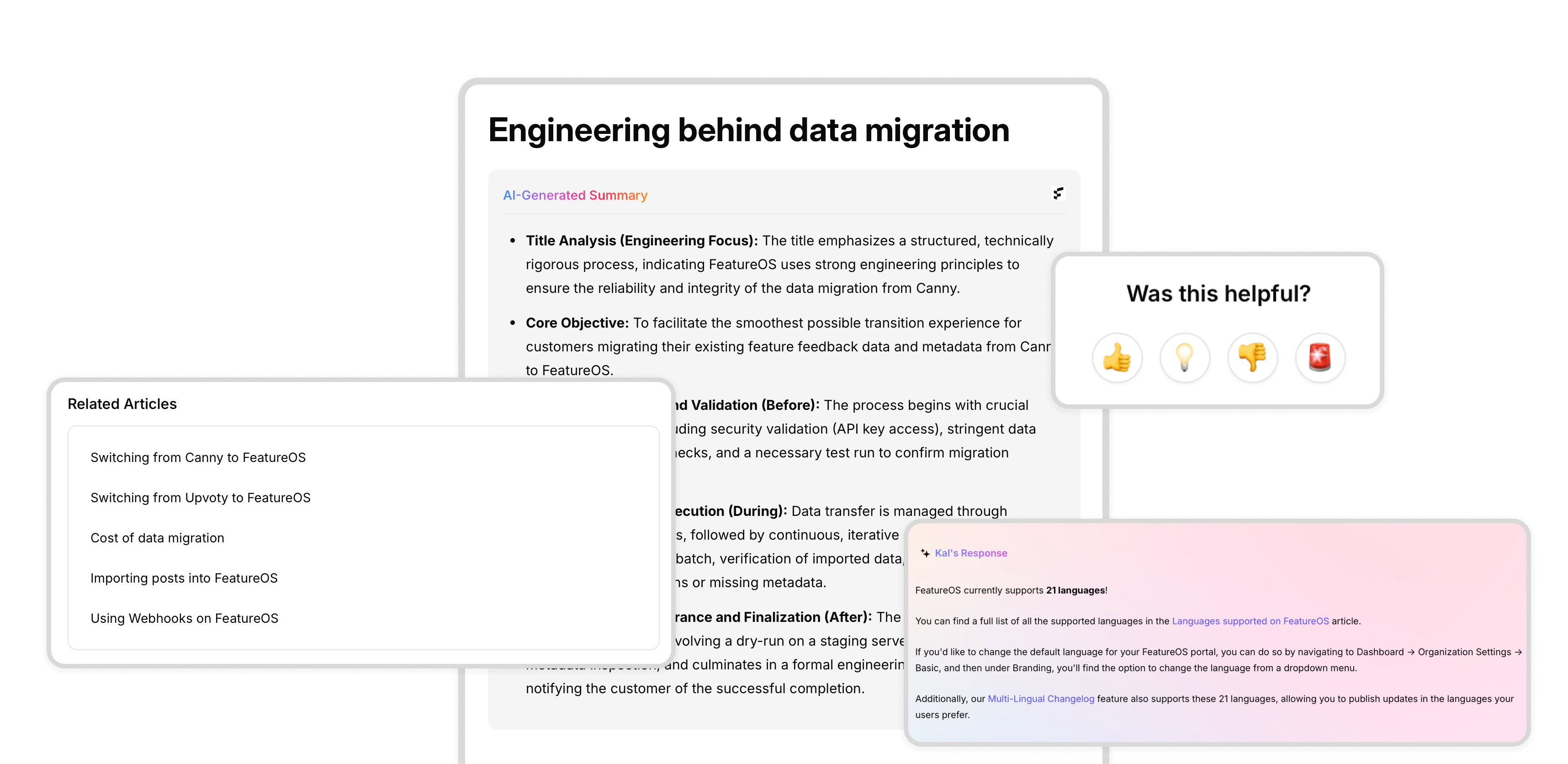 AI-powered documentation article with summary, related articles, and user feedback options.